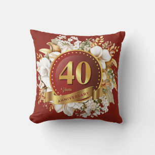 Burgund und Gold Blumen zum 40. Hochzeitstag  Kissen