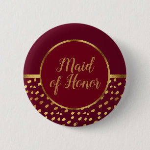 Burgund- und Gold-Ehrenjungfer-Hochzeit Button