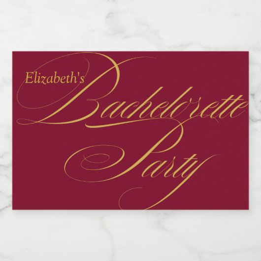 Burgund und Gold Elegante Typografie Schaumweinetikett (Einzelnes Label)