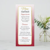 Burgund und Gold Elegante Wedding Menu Card Menükarte (Stehend Vorderseite)