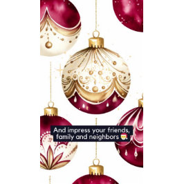 Burgund und Gold Feiertage Ornamente mit dem Weihn Einladung