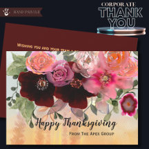 Burgund und Gold Florales Firmen Thanksgiving