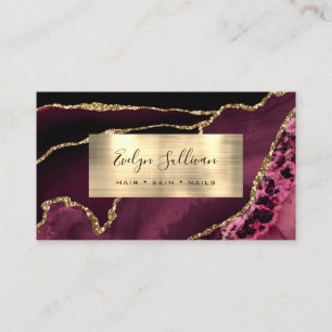 Burgund und Gold Foil Agate Business Card Visitenkarte