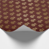 Burgund und Gold Foil Ananas Muster Geschenkpapier (Ecke)