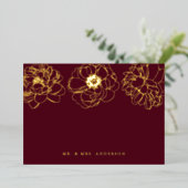Burgund und Gold Foil Floral Danke Karte (Stehend vorne)