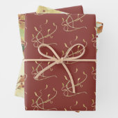 Burgund und Gold Foliage Wasserfarbe Geschenkpapier Set (Beispiel)