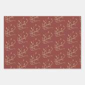 Burgund und Gold Foliage Wasserfarbe Geschenkpapier Set (Vorderseite)