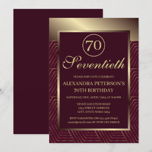 Burgund und Gold Gemusterte Grenze Geburtstag Einladung