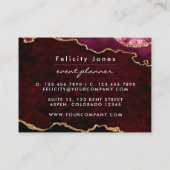 Burgund und Gold Geode Agate Stone Business Card Visitenkarte (Rückseite)