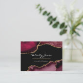 Burgund und Gold Geode Agate Stone Business Card Visitenkarte (Stehend Vorderseite)