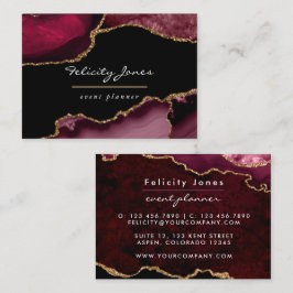 Burgund und Gold Geode Agate Stone Business Card Visitenkarte