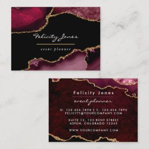 Burgund und Gold Geode Agate Stone Business Card Visitenkarte