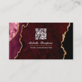 Burgund und Gold Geode Agate Stone QR Code Busine Visitenkarte (Vorderseite)