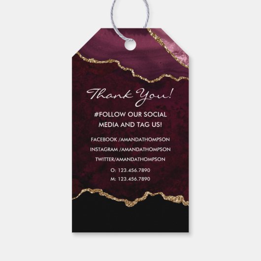 Burgund und Gold Geode Agate Wertvoll Stone Geschenkanhänger (Rückseite)