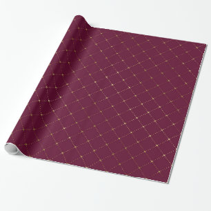 Burgund und Gold Gittermuster Geschenkpapier