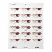 Burgund und Gold Glitzer Blumengatter Adressaufkleber (Vorne)