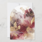 Burgund und Gold Glitzer Blumengatter Einladung (Rückseite)