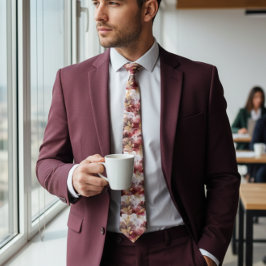Burgund und Gold Glitzer Blüte Agate Neck Tie Krawatte