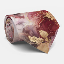 Burgund und Gold Glitzer Blüte Agate Neck Tie