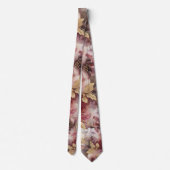 Burgund und Gold Glitzer Blüte Agate Neck Tie Krawatte (Rückseite)