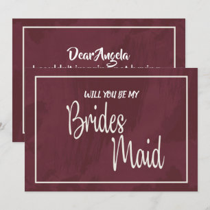 Burgund und Gold Glitzer Pocket Bridesmaid Einladung