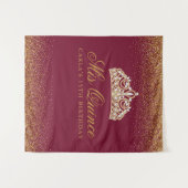 Burgund und Gold Glitzer Quinceanera Wandteppich (Vorderseite (Horizontal))