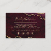 Burgund und Gold Glitzer Wasserfarbe Gilde Agate Visitenkarte (Rückseite)