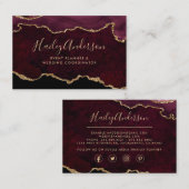 Burgund und Gold Glitzer Wasserfarbe Gilde Agate Visitenkarte (Vorne/Hinten)
