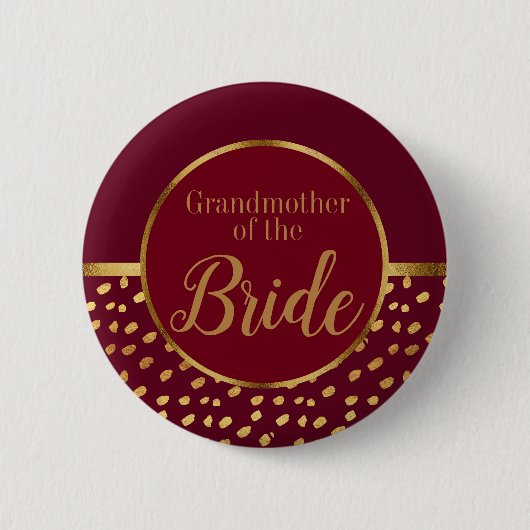 Burgund und Gold Großmutter der Brauthochzeit Button (Vorderseite)