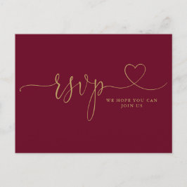 Burgund und Gold Heart Script Song Anfrage UAWG Einladungspostkarte
