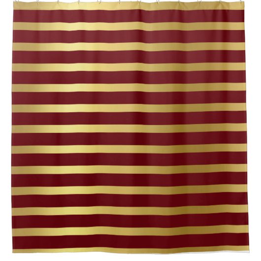 Burgund und Gold Horizontaler Streifen Duschvorhan Duschvorhang (Vorderseite)