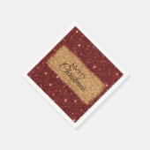 Burgund und Gold Imitate Glitzer Serviette (Ecke)