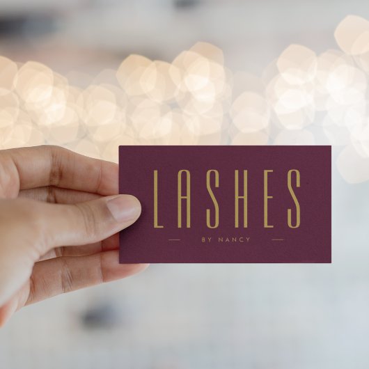 Burgund und Gold Lashes Minimalistisch Visitenkarte