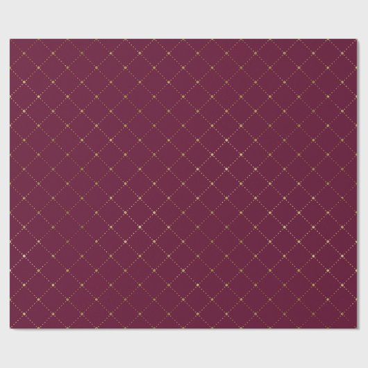 Burgund und Gold Lattice Muster Geschenkpapier (Flach)