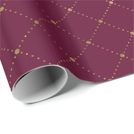 Burgund und Gold Lattice Muster Geschenkpapier (Rolleneckpunkt)