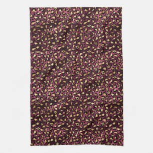Burgund und Gold Leopard Serie Design 1 Geschirrtuch