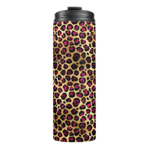 Burgund und Gold Leopard Serie Design 2 Thermosbecher