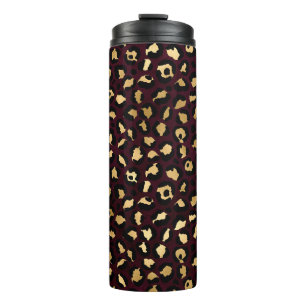 Burgund und Gold Leopard Serie Design 8 Thermosbecher