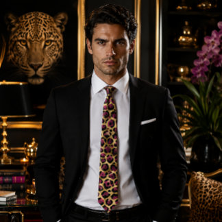 Burgund und Gold Leopardenprint Krawatte