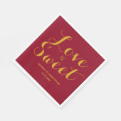 Burgund und Gold Liebe ist süß Serviette (Ecke)