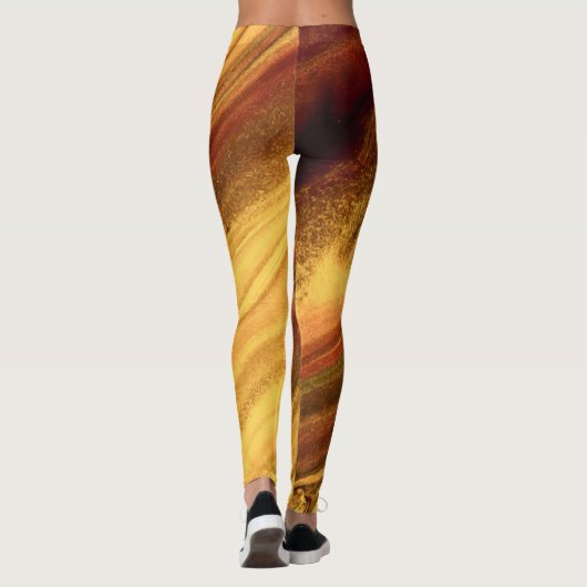 Burgund und Gold-Marmor Leggings (Rückseite)