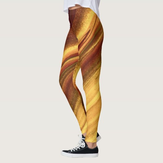 Burgund und Gold-Marmor Leggings (Links)