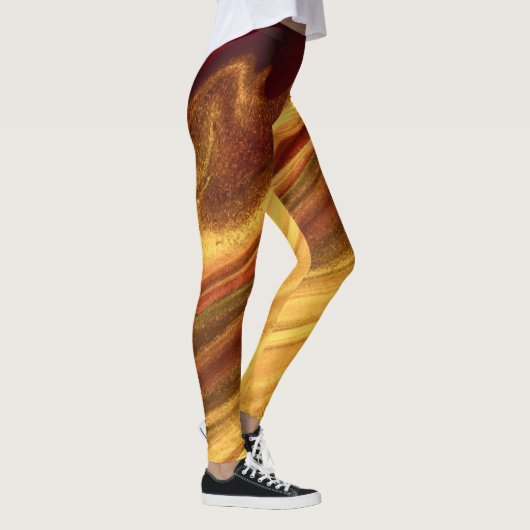 Burgund und Gold-Marmor Leggings (Rechts)