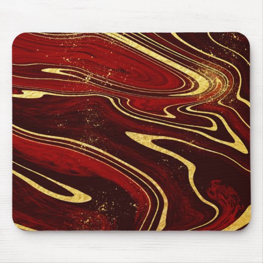 Burgund und Gold-Marmor Mousepad (Vorne)