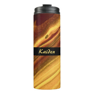 Burgund und Gold-Marmor Thermosbecher