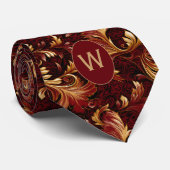 Burgund und Gold Monogram Krawatte (Gerollt)