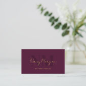 Burgund und Gold Monogramm Notar QR-Code Visitenkarte (Stehend Vorderseite)