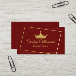 Burgund und Gold Pageant Coach Business Card Visitenkarte