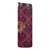 Burgund und Gold Pariser Edelsteindamaske Thermosbecher (Nach rechts gedreht)