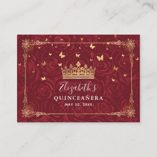 Burgund und Gold Rose Elegante Details Begleitkarte (Rückseite)